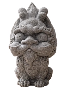 青砂石国潮瑞兽麒麟招财貔貅茶室桌面茶宠摆件园艺鱼缸造景装饰品