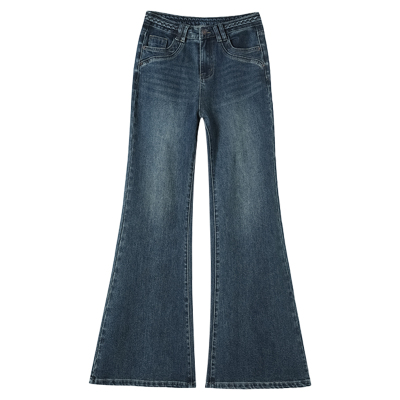 加绒微喇牛仔裤女新款保暖不贴腿