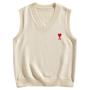 【一折专区】奥特莱斯丨AMI马甲男女款背心坎肩针织V领无袖毛衣潮