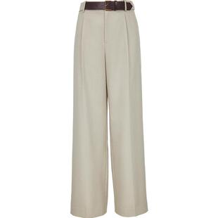 Vero Moda休闲裤女2025秋季新款撞色腰带纯色百搭直筒裤简约