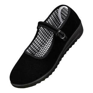 老北京布鞋女新款春秋女款老布鞋防滑黑色厚底跳舞妈妈舒适工作鞋