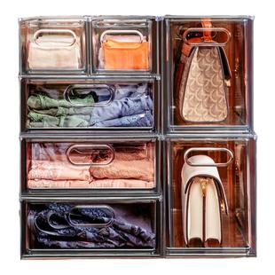 透明内衣收纳盒抽屉式衣柜内裤袜子分隔三合一亚克力文胸包包神器