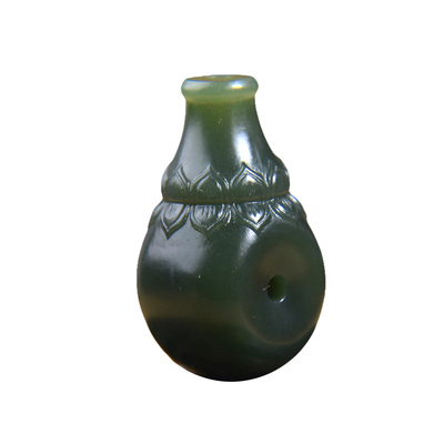 和田玉三通文玩配饰塔青玉黑青