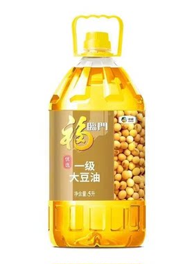 福临门一级大豆油5L优选食用色拉油家庭食用油煎炸家用精选精炼