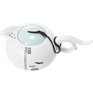 君器中式功夫茶壶家用白瓷泡茶壶亚光陶瓷茶具简约小茶壶禅意单壶