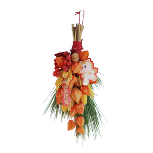 天然干花挂件壁挂门挂酸浆果马尾松稻穗花束春节马年宵花家居装饰