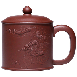 宜兴紫砂杯名家周孝忠堆龙纯手工大茶杯子男士泡茶杯茶具带盖单杯