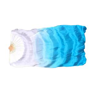 舞蹈扇子长飘湖蓝渐变扬帆起航古典舞真丝长绸扇演出跳舞专用道具