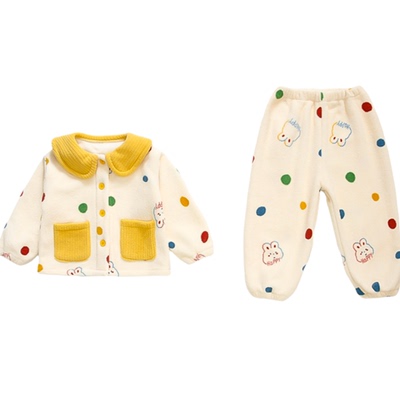 珊瑚绒公主风秋冬保暖女童家居服