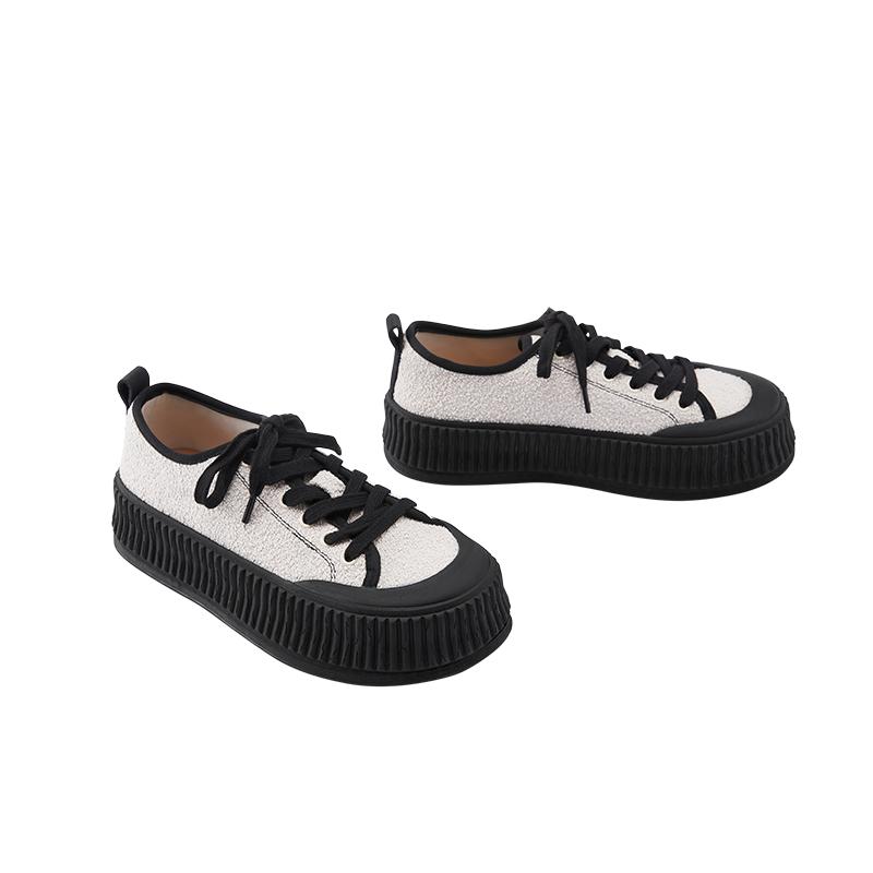 [明星同款]Toomanyshoes黑巧曲奇饼干鞋松糕厚底休闲帆布板鞋男女