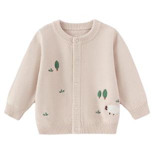 【清仓】babylove宝宝毛衣开衫秋冬季纯棉上衣百搭毛织外套针织衫