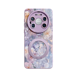 磁吸适用华为mate80promax手机壳mate80套mate70air新款70支架e斜挎60可背mate带十硅胶+挂绳50女pro油画花丛