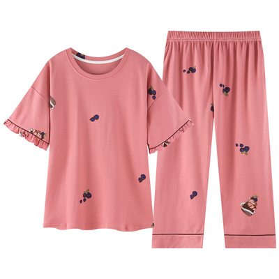 睡衣女士夏季纯棉短袖薄款家居服