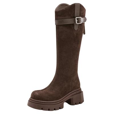 星期六棕色长筒靴女款2025新款