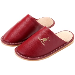 真皮棉拖鞋男冬季居家室内防水防滑情侣加绒保暖纯牛皮拖鞋女家用
