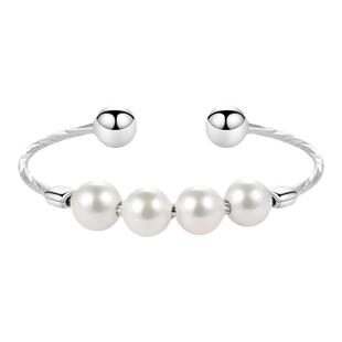 925纯银珍珠戒指女小众设计感冷淡风高级ins轻奢食指开口调节尾戒