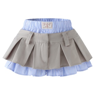 FTT FlyTheTruth设计感双层百褶半身裙女夏季高智Min风A字短裙裤
