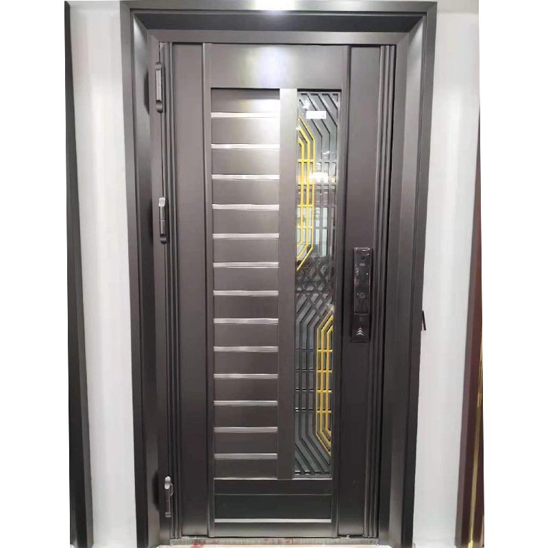 定 制款不锈钢智能门锁防盗门农村家用进户门 隔音防火可视门中门