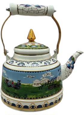 佑禾珐琅搪瓷八宝吉祥茶壶1.7L
