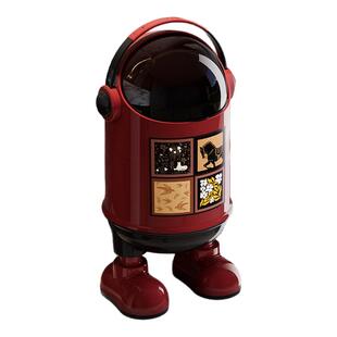 太空人垃圾桶客厅家用2026新款简约带腿盖卧室轻奢高档高颜值纸篓