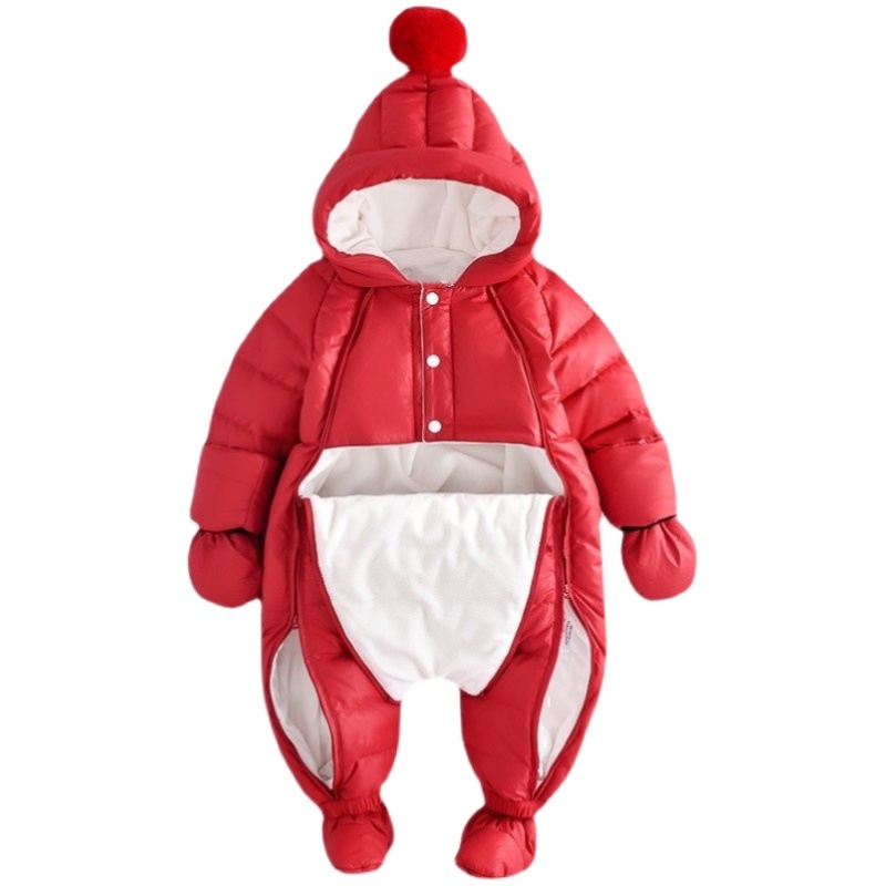 Next Red婴儿连体羽绒服新生儿冬季新款加厚冬装男女宝宝保暖哈衣