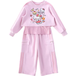 米米哈罗女童套装春装2026新款洋气儿童三件套小女孩休闲运动套装