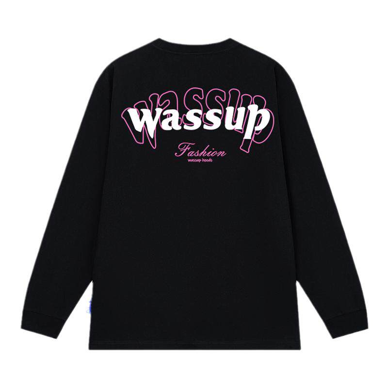WASSUP美式重磅字母长袖上衣男