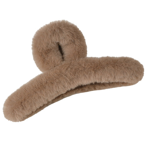 秋冬季仿兔毛抓夹女毛绒发夹后脑勺鲨鱼夹大号高级感发饰新款头饰