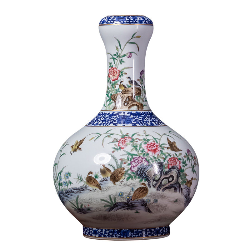 钟家窑景德镇陶瓷花瓶蒜头瓶瓷器
