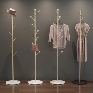 家用玄关落地款 衣帽架现代简约挂衣架空间利用神器岩板金属置物架