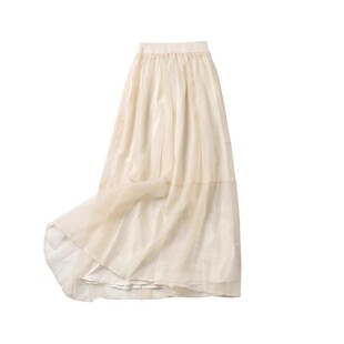 井美| 朦胧美感 丝滑垂顺网纱半身裙女秋松紧高腰显瘦纯色a字裙