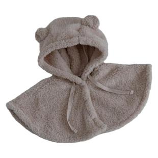 现货韩国进口宝宝可爱柔软毛绒小熊连帽斗篷PEEKABOO珊瑚绒披肩帽