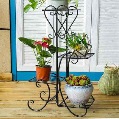 北欧花架多层客厅阳台家用欧式花架室内庭院落地置物铁艺绿萝花盆