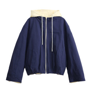 花吉C126米杏色连帽排骨双面穿短款羽绒服女2025新款秋冬学生外套