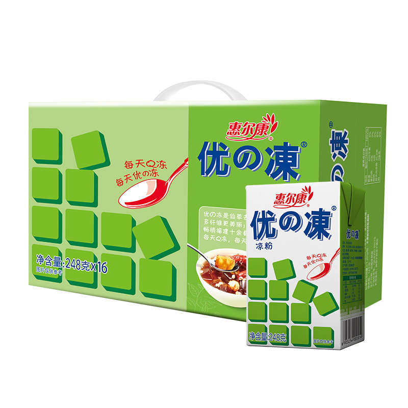 惠尔康优の冻仙草冻凉粉清凉茶饮料盒装送勺子即食新鲜日期整箱