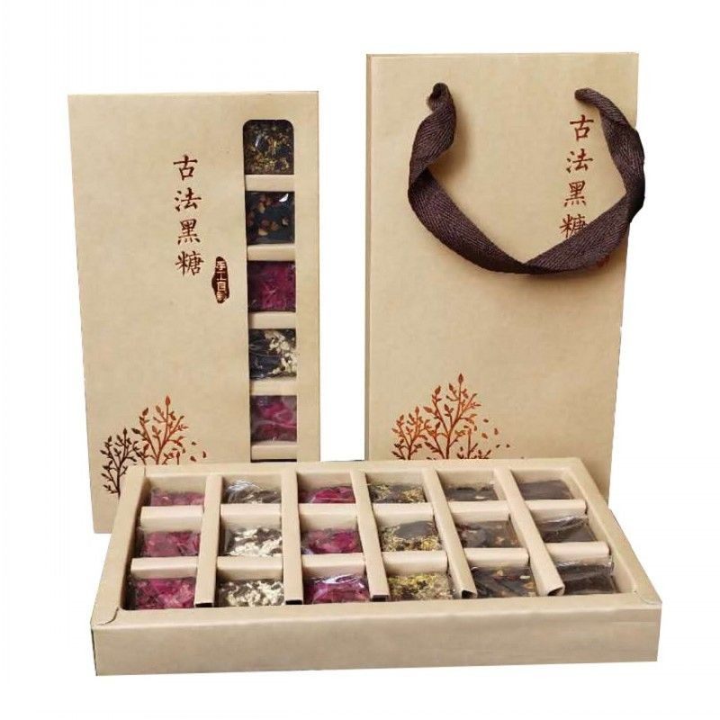 云南古法纯手工玫瑰黑糖生姜汁甘蔗土红糖红枣姜茶老红糖块礼盒装