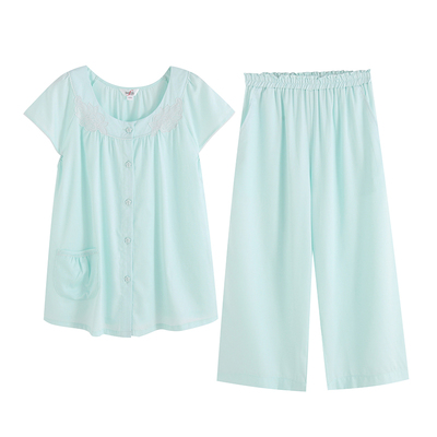 伊丝芬直贡梭织布七分裤女士睡衣