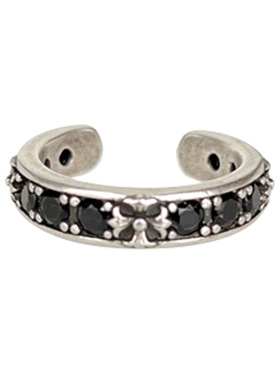 925银戒指女黑色锆石十字架指环