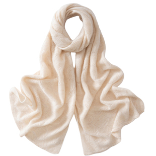 【180*40cm】纯山羊绒镂空大围巾女秋冬保暖护颈长款围脖披肩两用