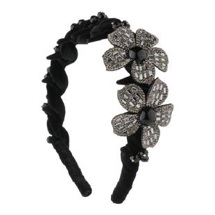 FFX弗弗西花坞里丝绒立体花朵发卡发箍女高颅顶黑色压发轻奢头饰