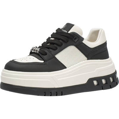 CDF女鞋2025春季新款时尚潮流厚底增高板鞋拼色百搭运动风休闲鞋