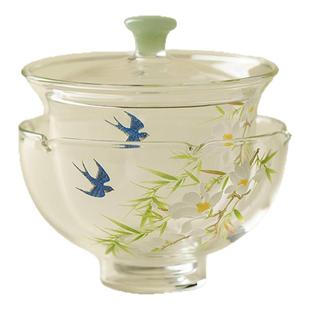 里作高端玻璃快客杯一壶一杯旅行茶具便携式一人饮茶杯盖碗小套装