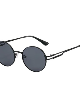 朋克圆框男士红色镂空镜腿太阳镜