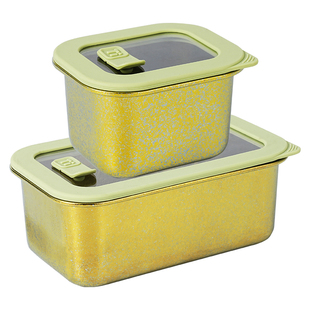 甄义堂99纯钛保鲜盒微波炉加热专用带饭盒冰箱储存抗菌密封碗健康