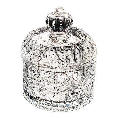 水晶玻璃碗带盖透明糖果罐高颜值