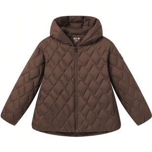 波司登奥莱25秋季新款女童短款连帽抗菌绒儿童三宝百搭轻薄羽绒服