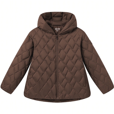 波司登女童短款连帽抗菌短羽绒服