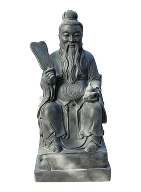 青石整石一体太上老君石雕神像