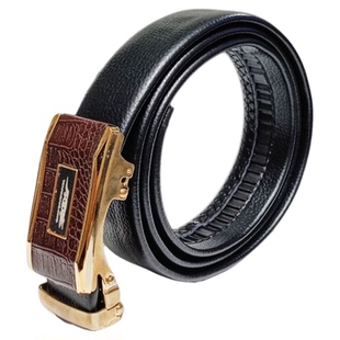 牛筋裤带不带扣老式皮带男中年自动扣全卡槽滑道加长腰带大码胖子