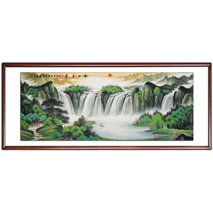 李嘉诚同款山水画旭日东升客厅办公室定制挂画国画鸿运当头纯手绘